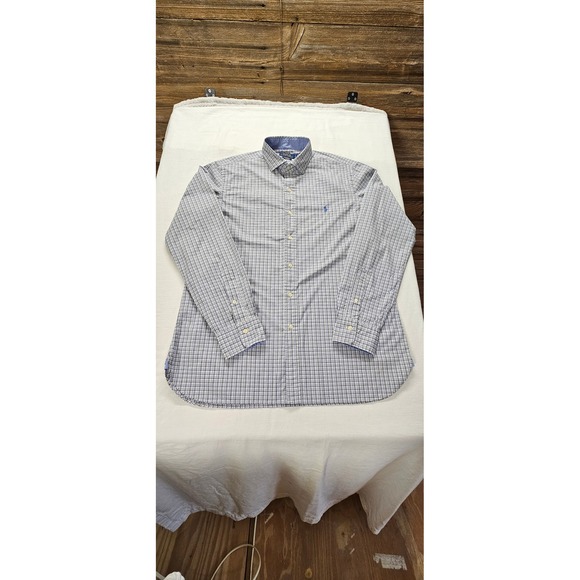 Polo Ralph Lauren Other - Polo Ralph Lauren Mens Large Blue Plaid Cotton Stretch Button Down Shirt L/S
